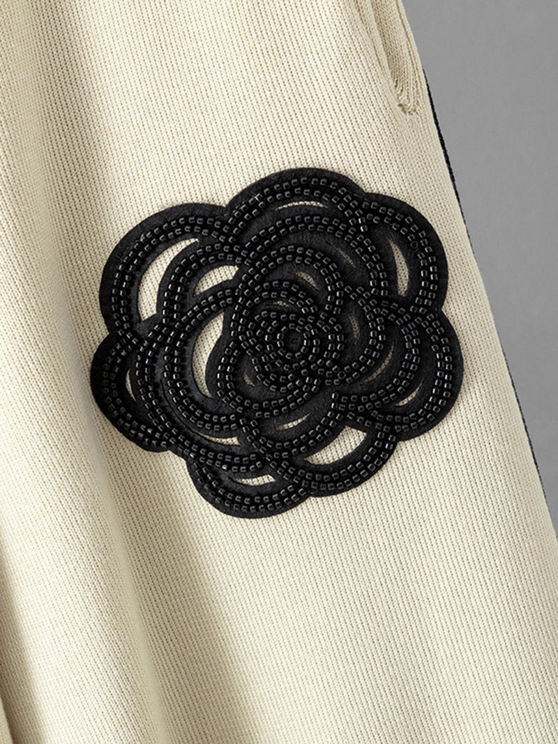 Floral Patchwork Sweater and Wide-Leg Pants Set