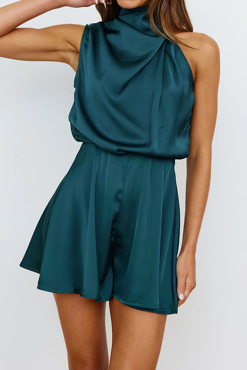 Solid Halter Neck Romper