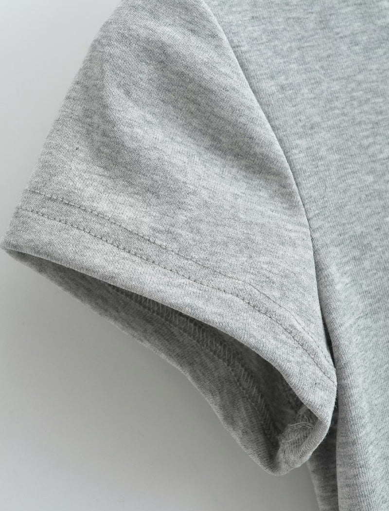 V-Neck Buttoned Short Sleeve Tee