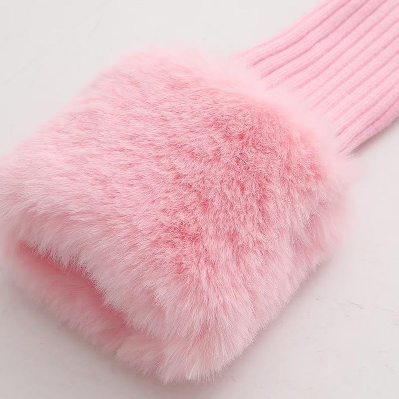 Fur-Trimmed Ribbed Cropped Jacket