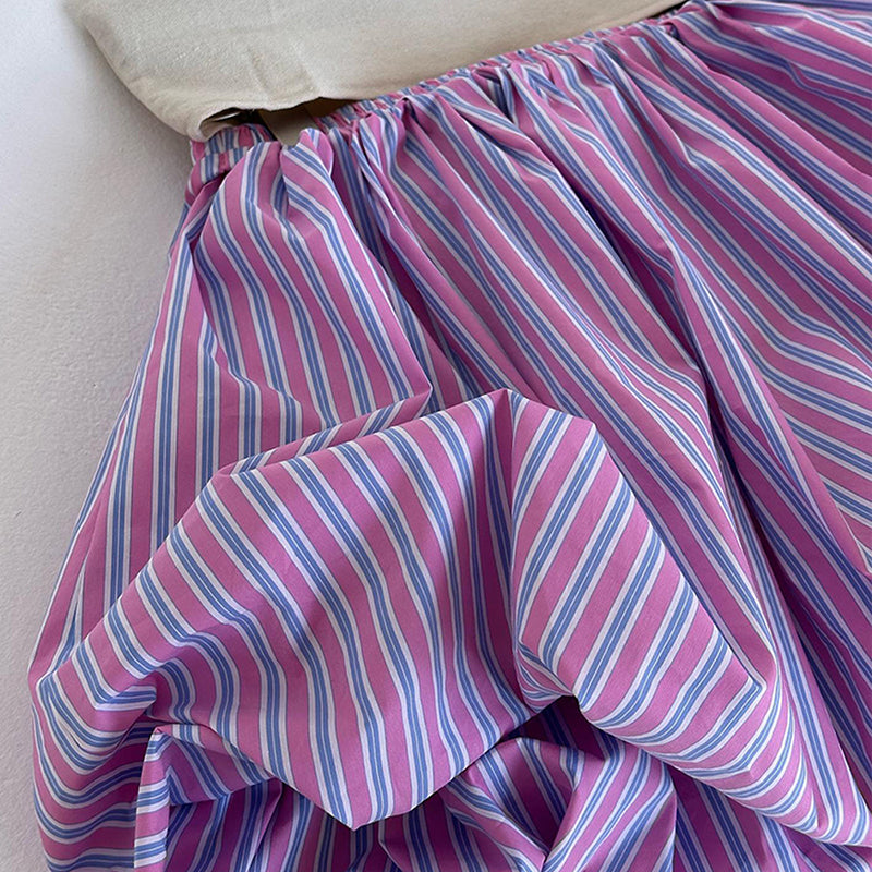Striped Bubble Hem Mini Skirt