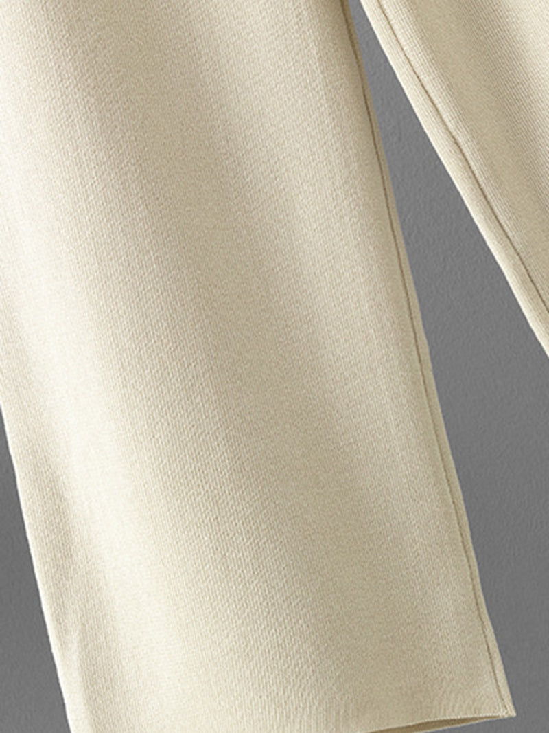 Floral Patchwork Sweater and Wide-Leg Pants Set