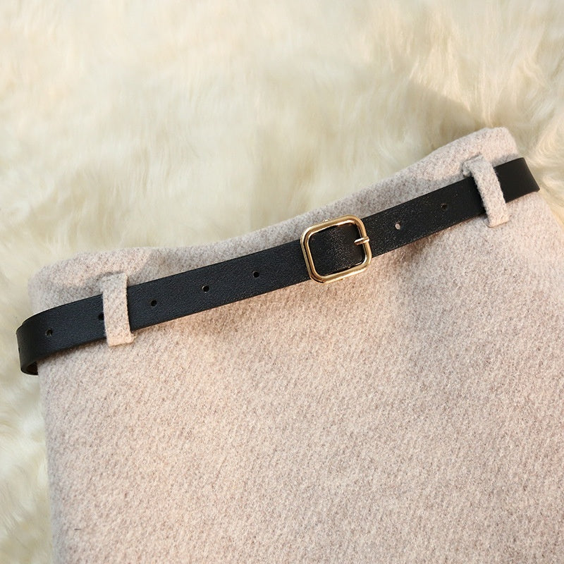 High-Waisted Belted A-Line Skirts