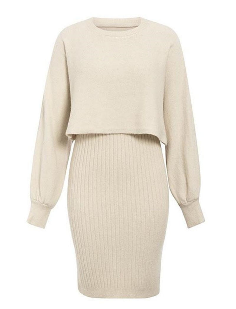 Ribbed Knit Top and Skirt Set