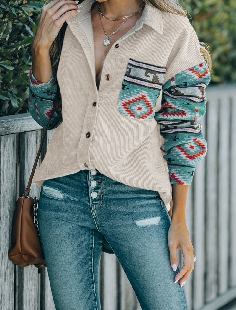 Aztec Sleeve Corduroy Shirt