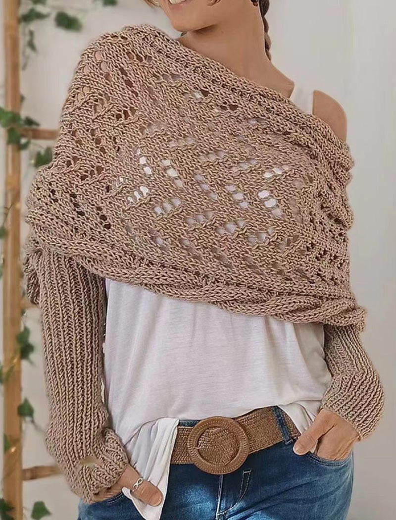 Open Knit Long Sleeve Shawl