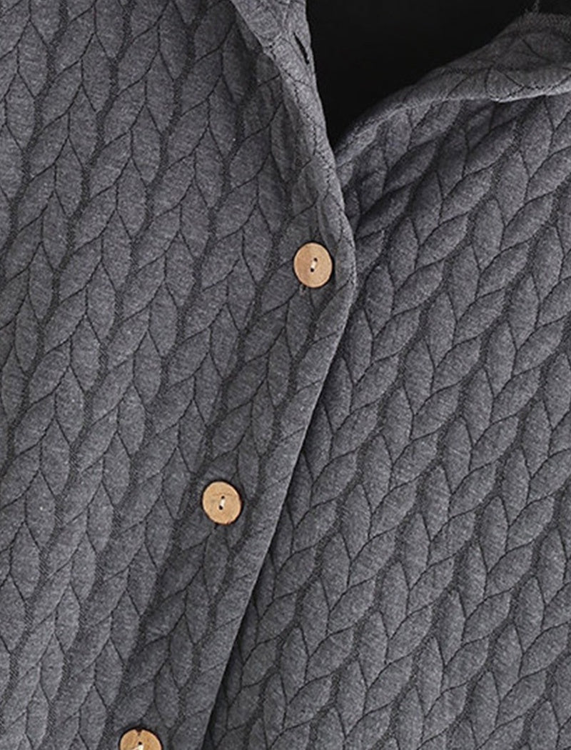 Hooded Quilted Button-Up Coat