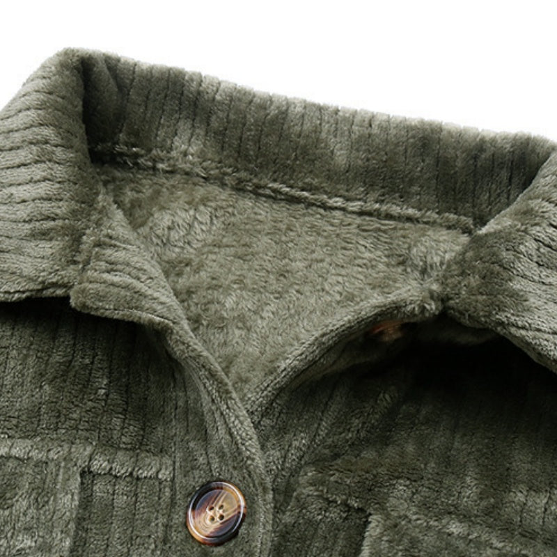 Cropped Corduroy Button-Up Jacket