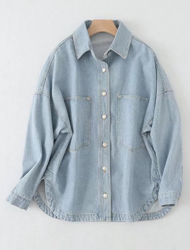 Light Wash Denim Button-Up Jacket