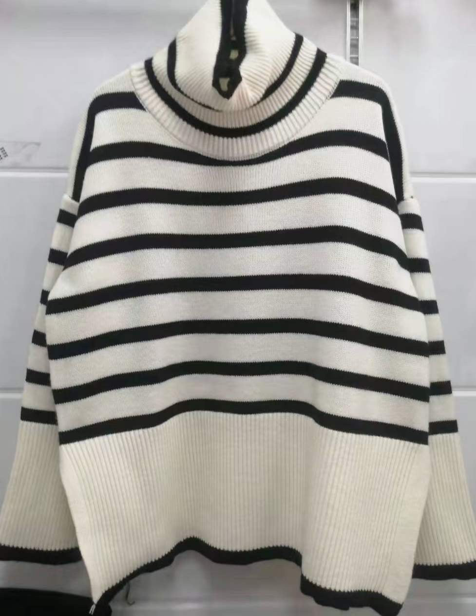 Striped Oversized Turtleneck Sweater
