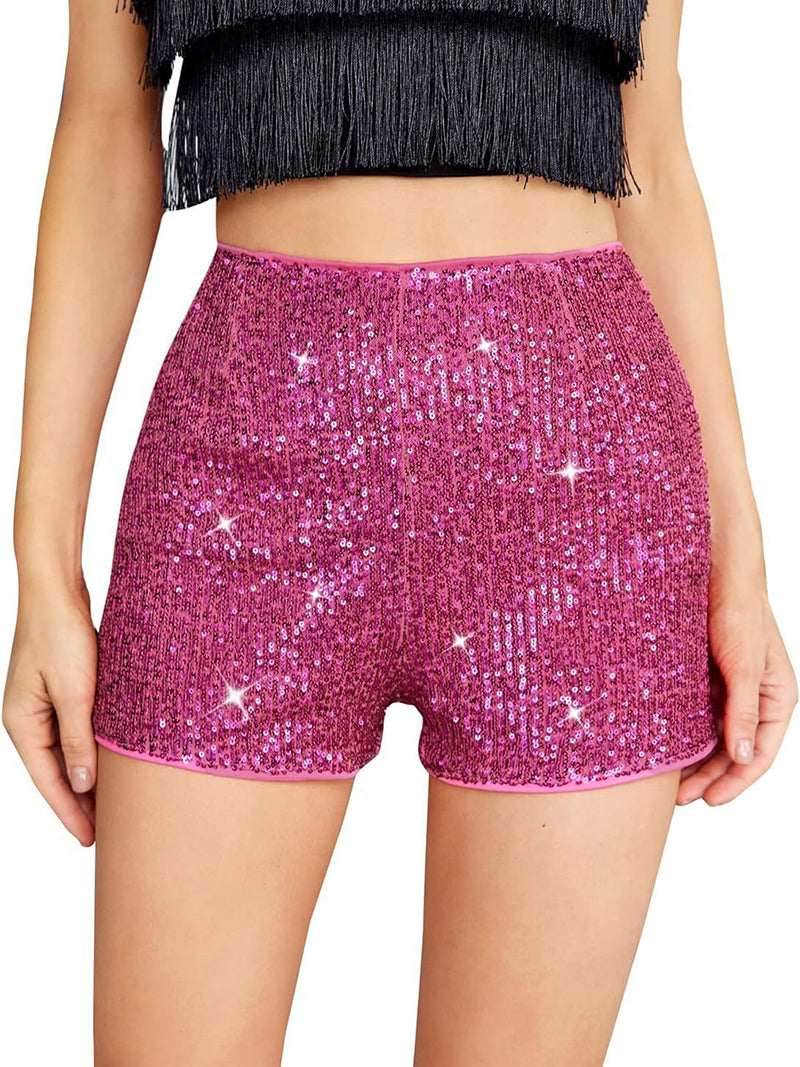 Sequined High-Waist Shorts