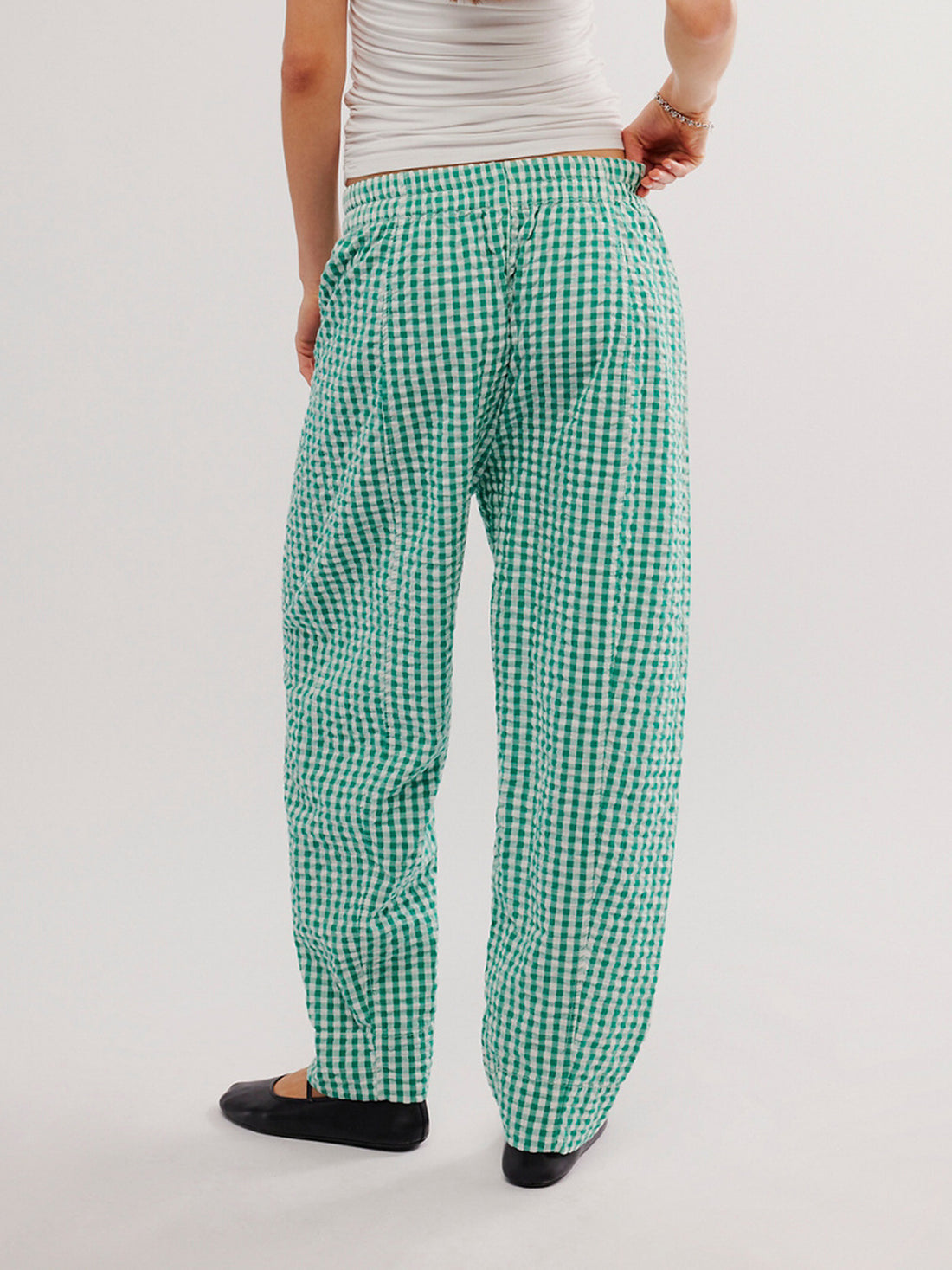 Elastic Plaid Pants