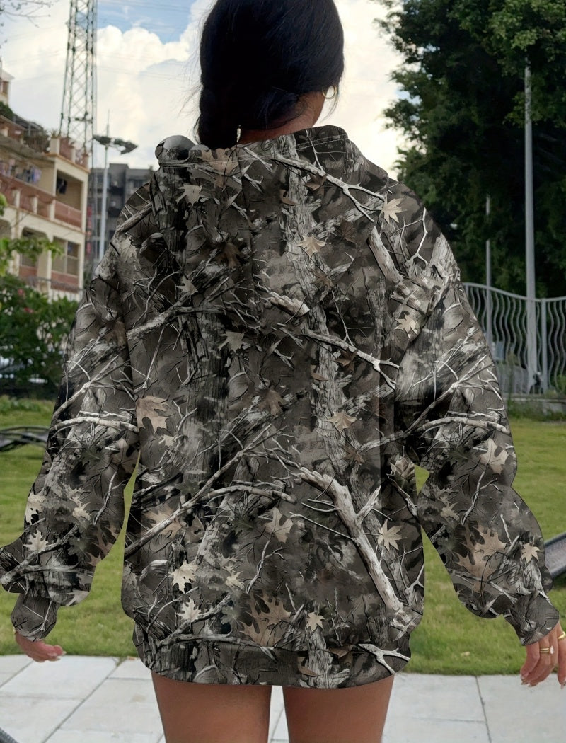 Camouflage Print Casual Hoodie