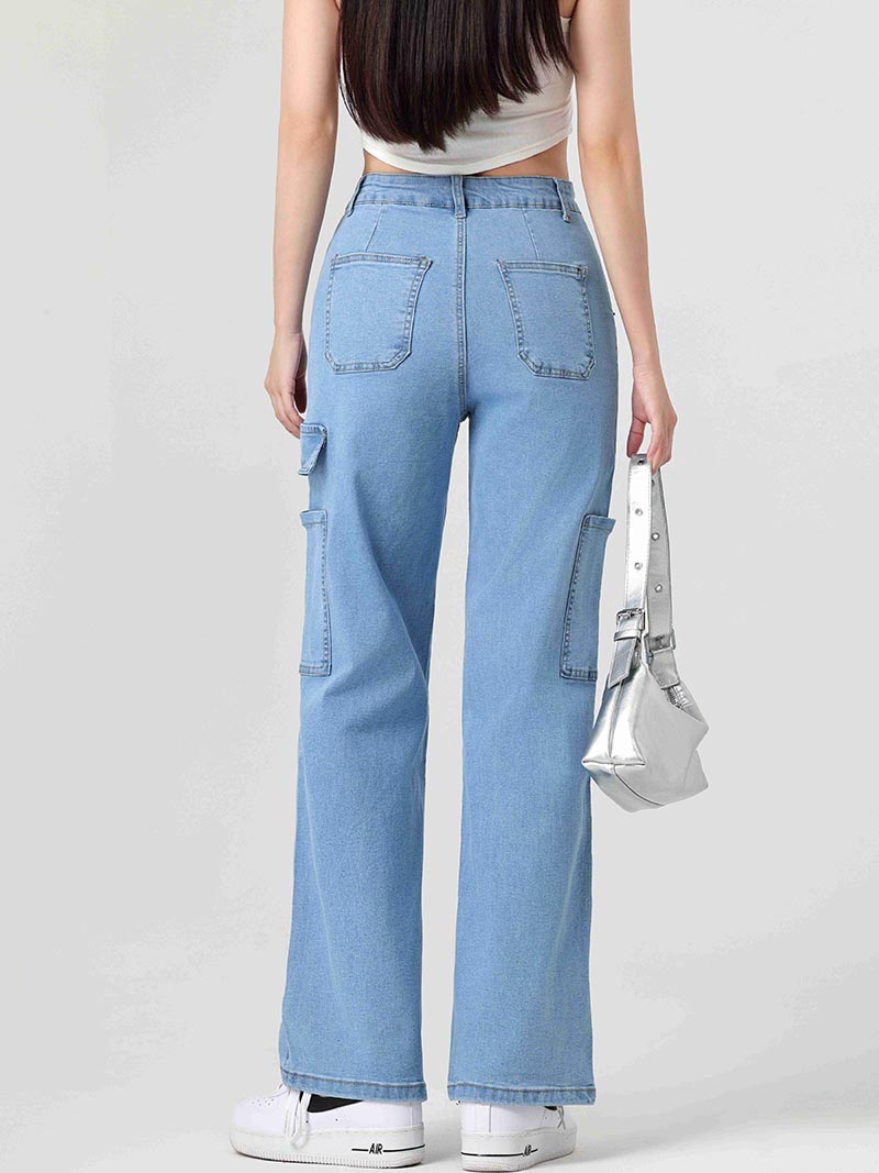High-Rise Wide-Leg Cargo Jeans