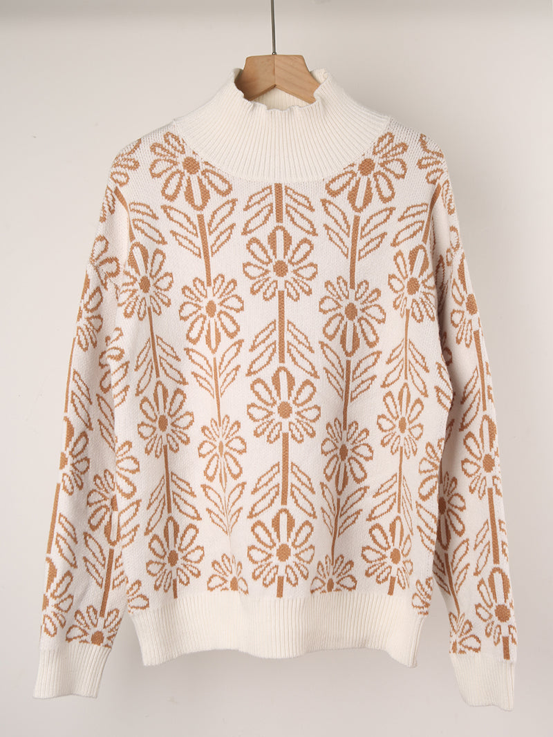 Floral Mock Neck Sweater