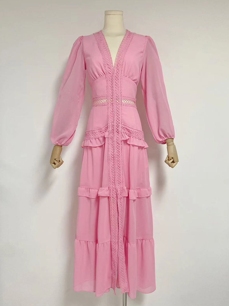 Solid Tiered Slit Maxi Dress