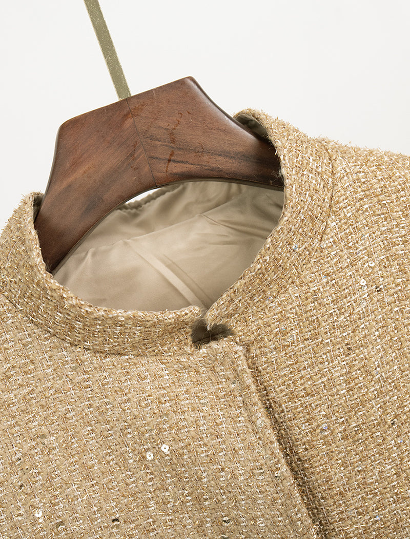 Sequin Stand-Collar Loose Jacket