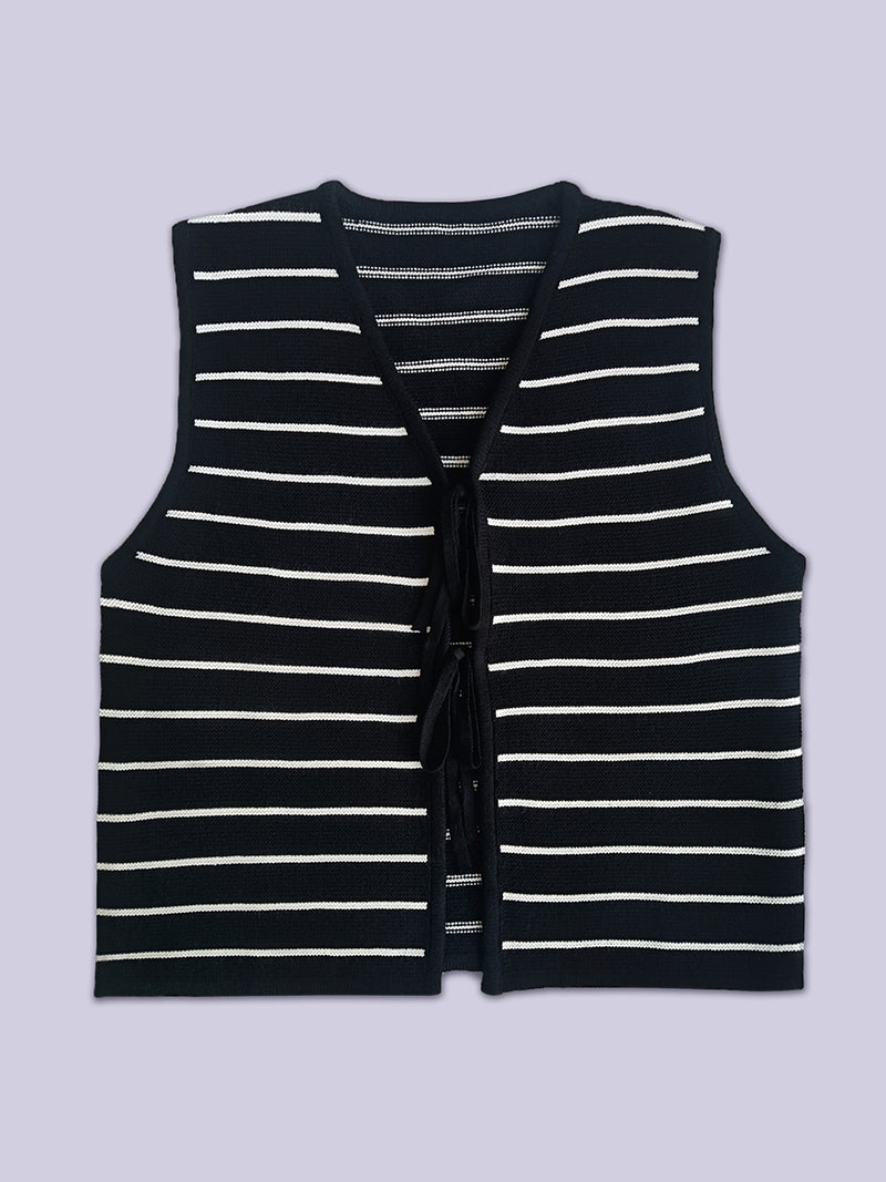Striped Tie-Front Vest