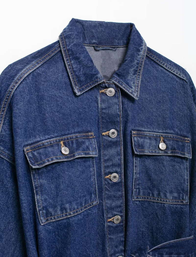 Belted Oversized Denim Jacket