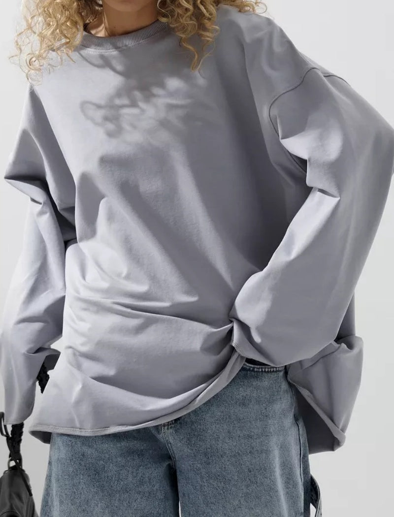 Oversized Long-Sleeves Round Neck Top