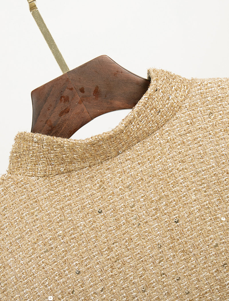 Sequin Stand-Collar Loose Jacket