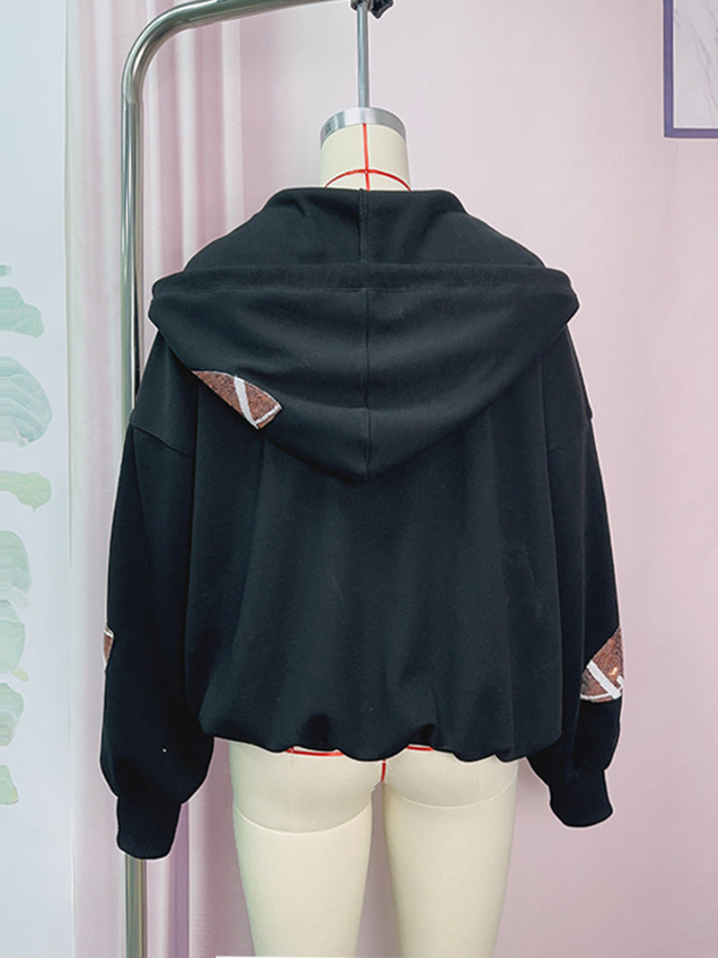 Sequin Football Graphic Hoodie