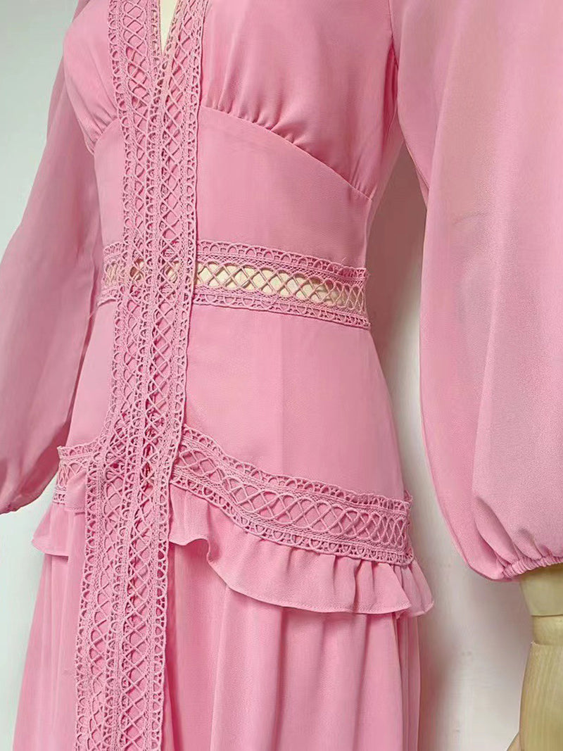 Solid Tiered Slit Maxi Dress