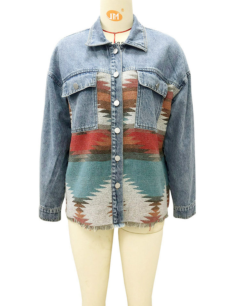 Patchwork Pocket Denim Coat
