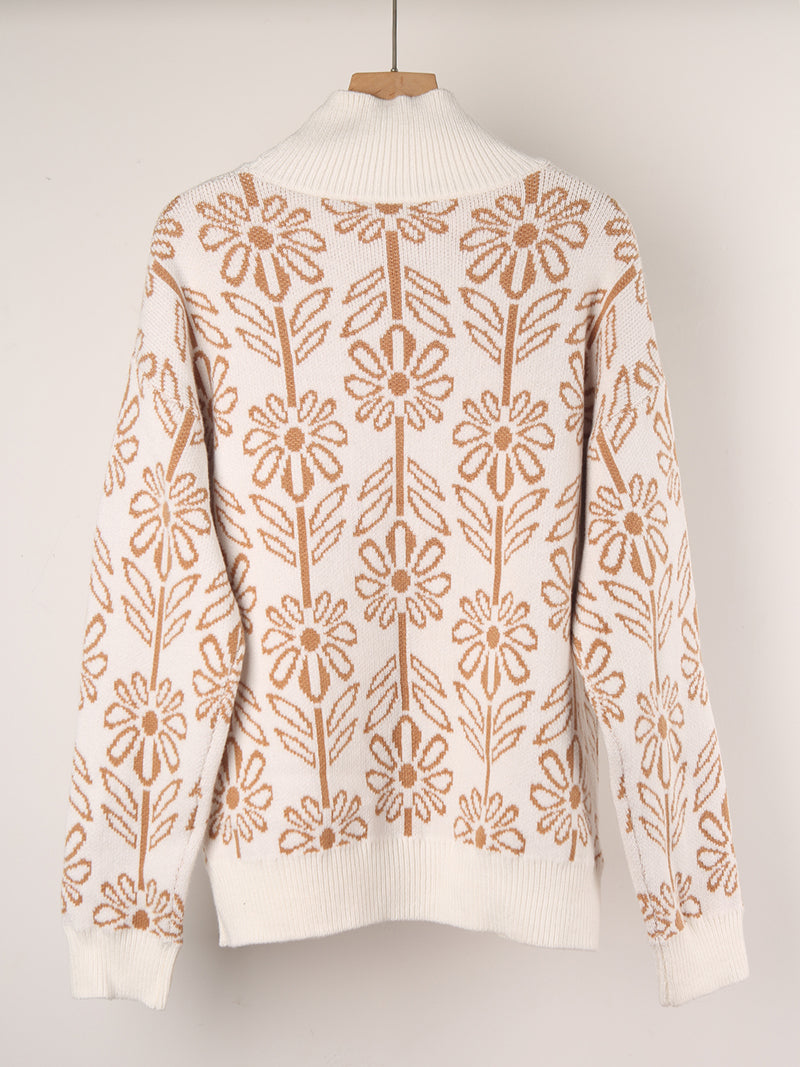 Floral Mock Neck Sweater
