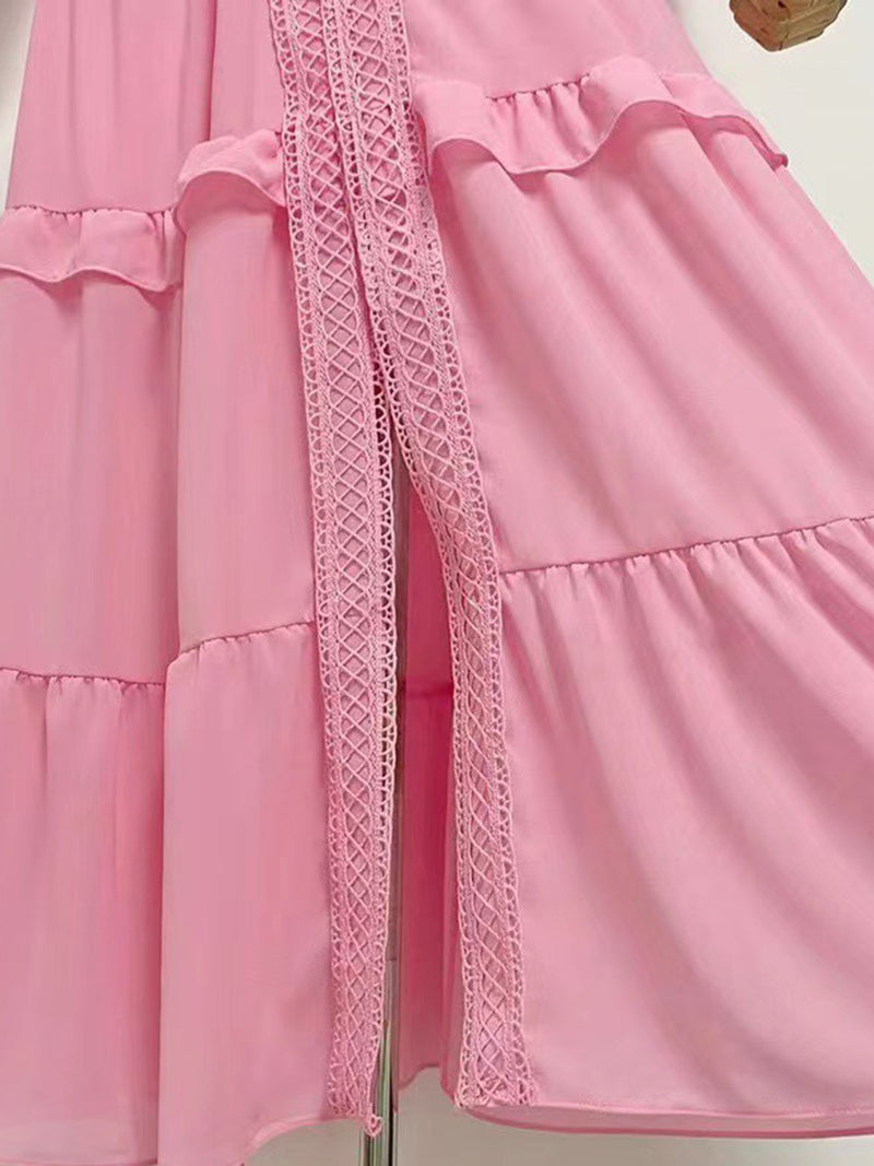 Solid Tiered Slit Maxi Dress