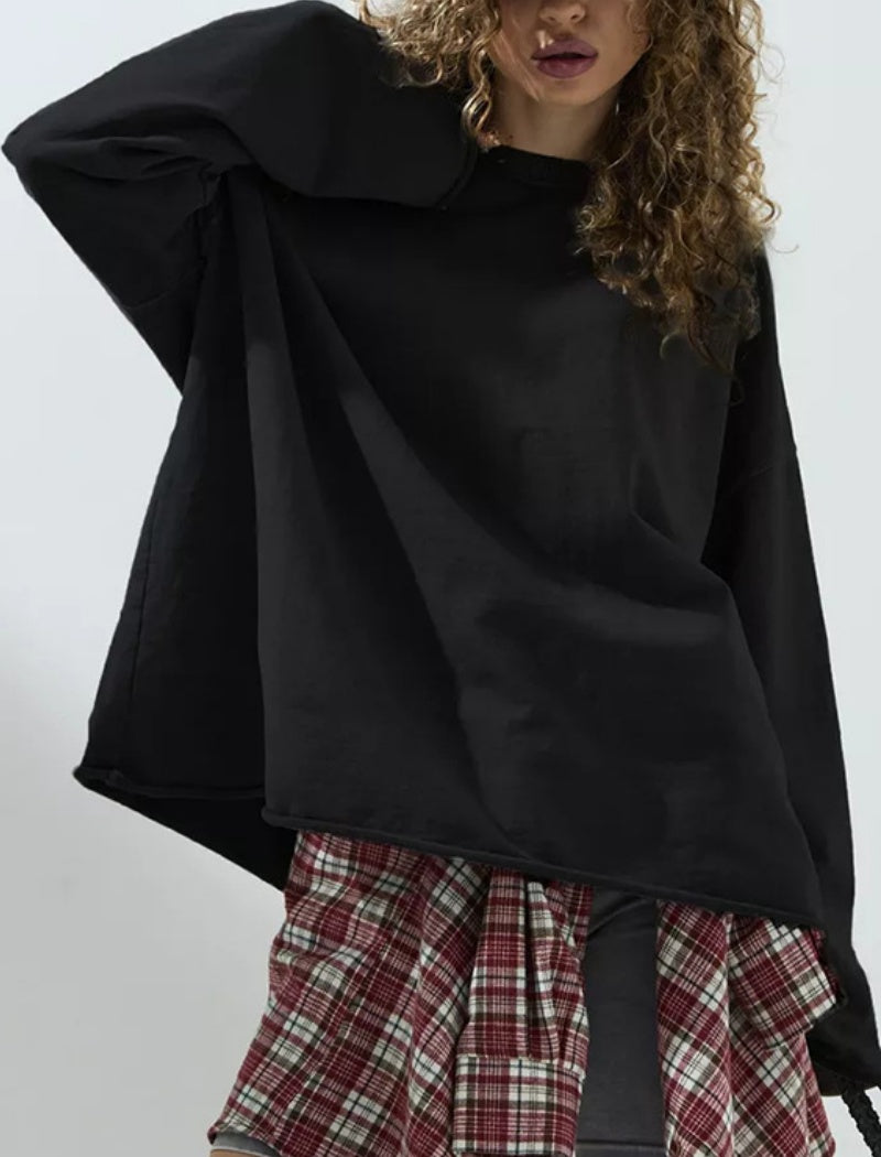 Oversized Long-Sleeves Round Neck Top
