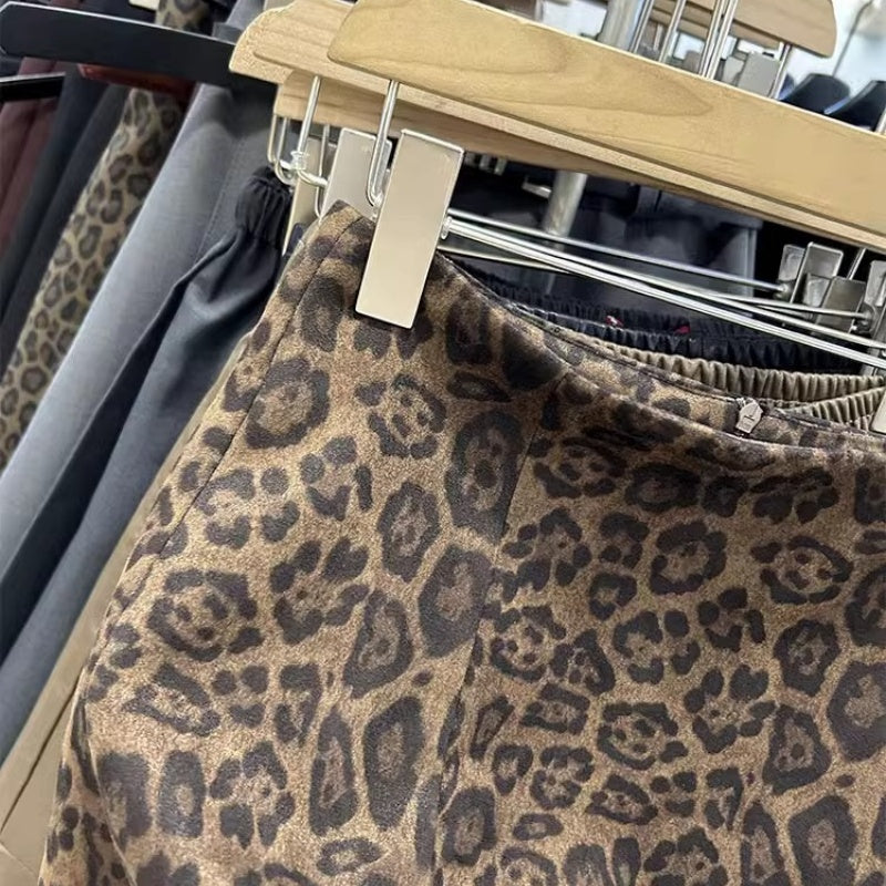 High-Waisted Leopard Print Mini Skirt