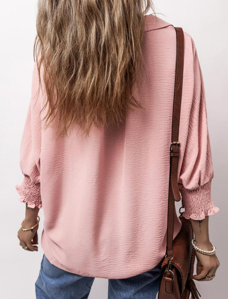 V-Neck Ruffle Blouse