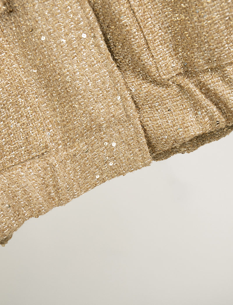 Sequin Stand-Collar Loose Jacket