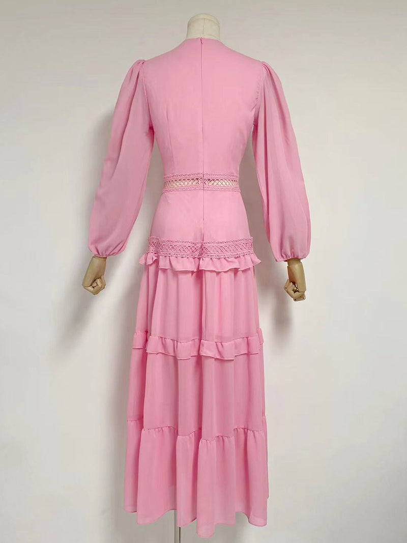 Solid Tiered Slit Maxi Dress