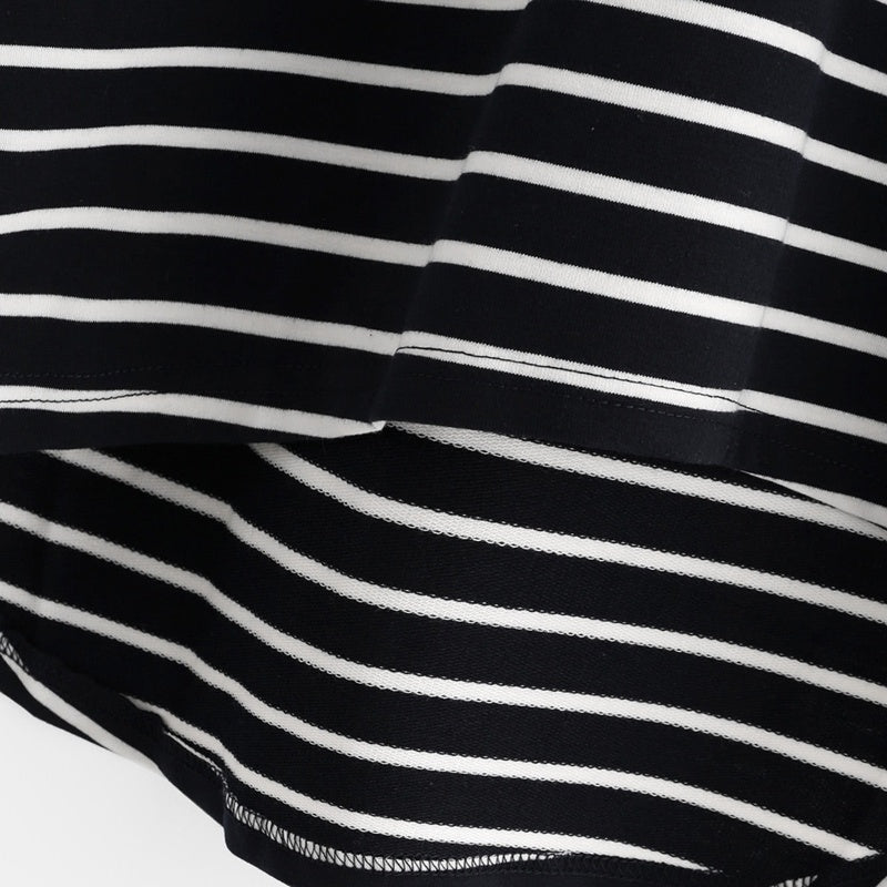 Striped Drawstring Hooded Long Sleeve Top