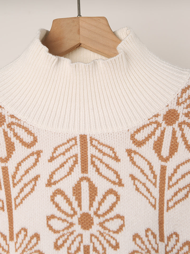 Floral Mock Neck Sweater