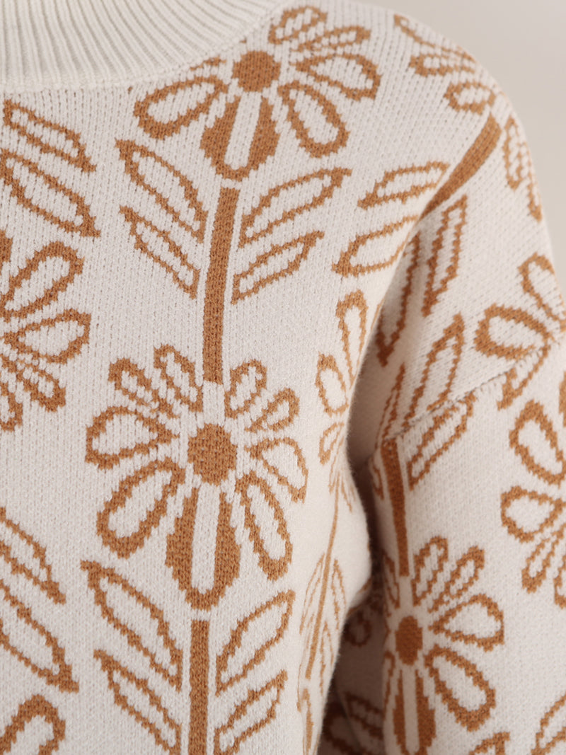Floral Mock Neck Sweater