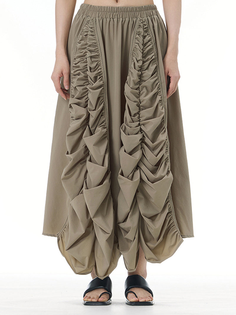 Ruched High-Waist Maxi Skirt