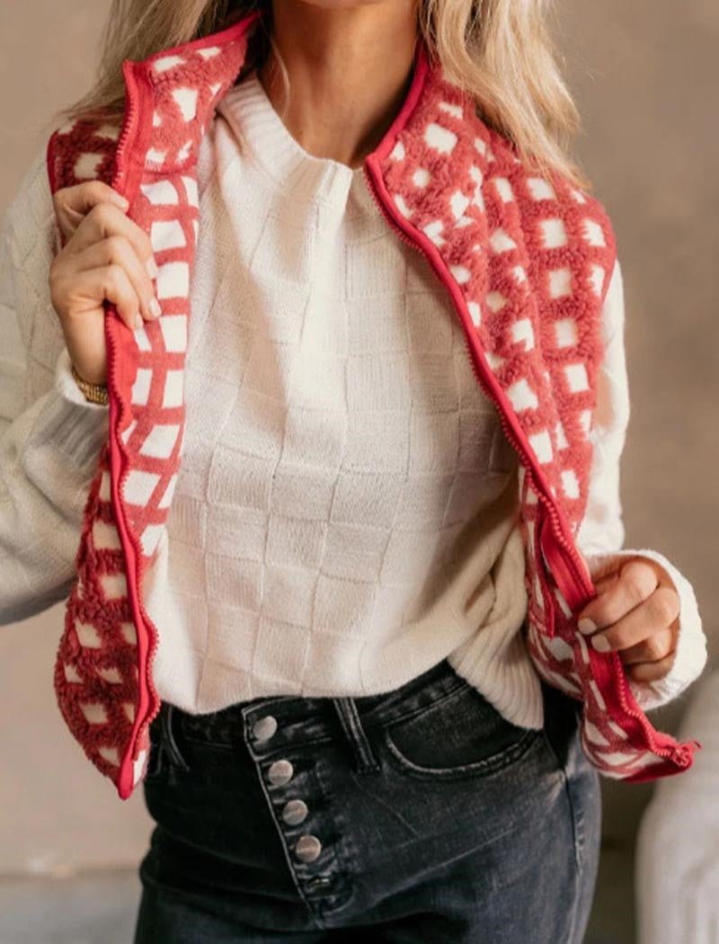 Checkered Pattern Knit Vest