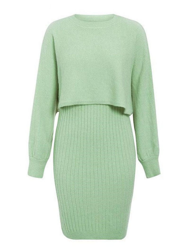 Ribbed Knit Top and Skirt Set