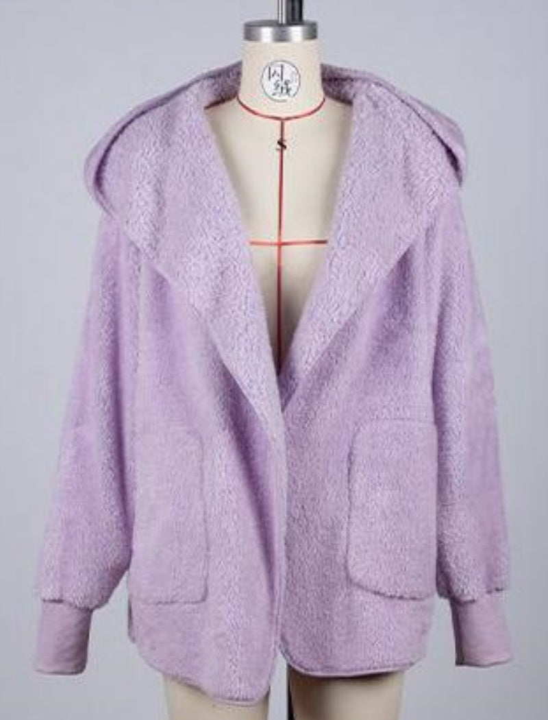 No-Button Double-Sided Fleece Cardigan