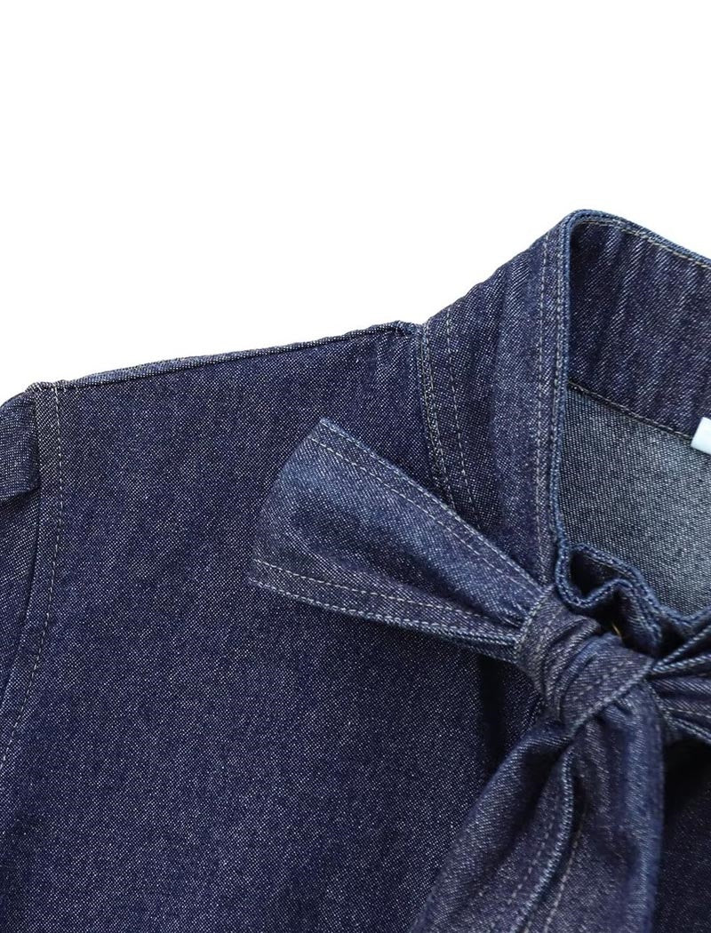 Bow-Tie Puff-Sleeve Button-Up Shirt