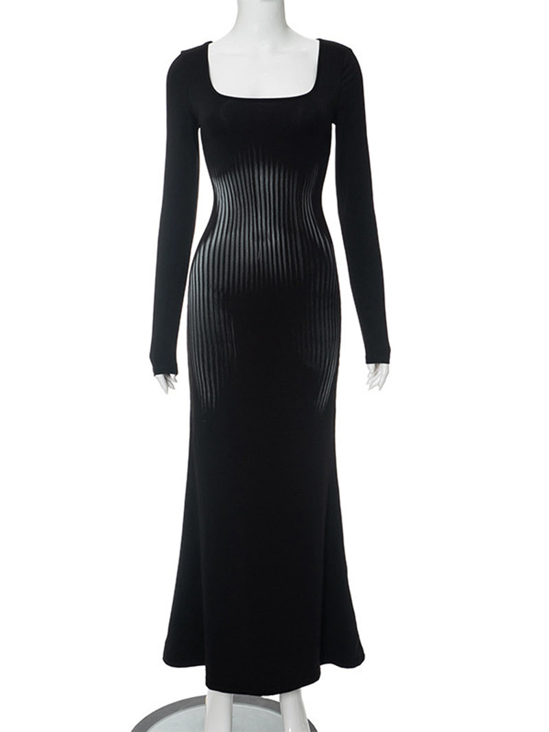 Striped Bodycon Maxi Dress