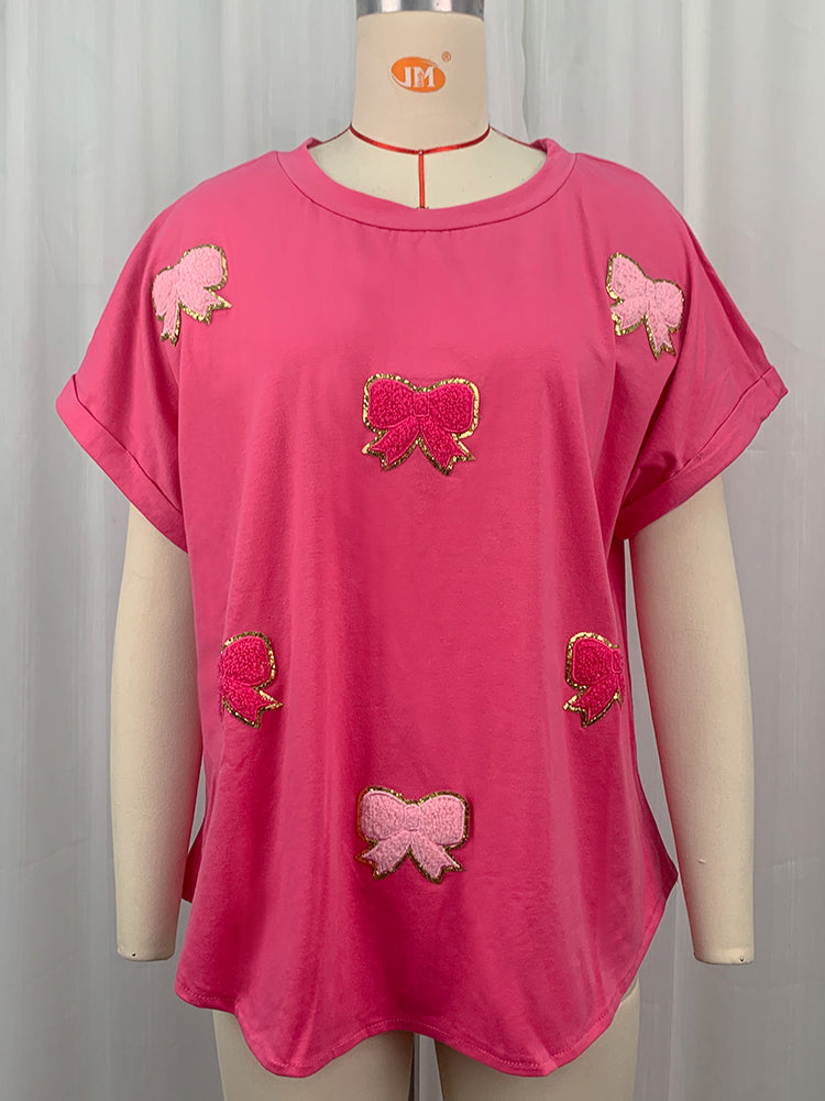 Bow Print Short-Sleeve Tee