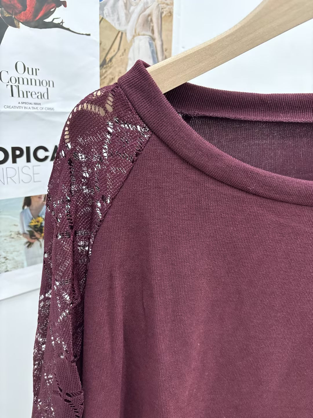 Lace Patchwork Loose Fit Long Sleeve Top