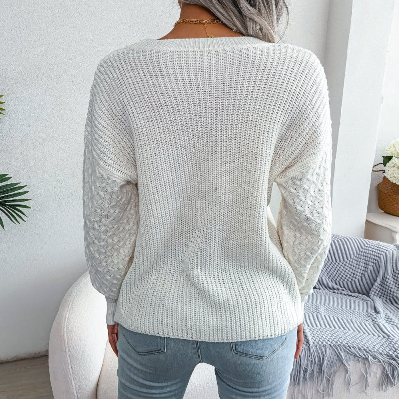 Textured Knit Top with Balloon Sleeves