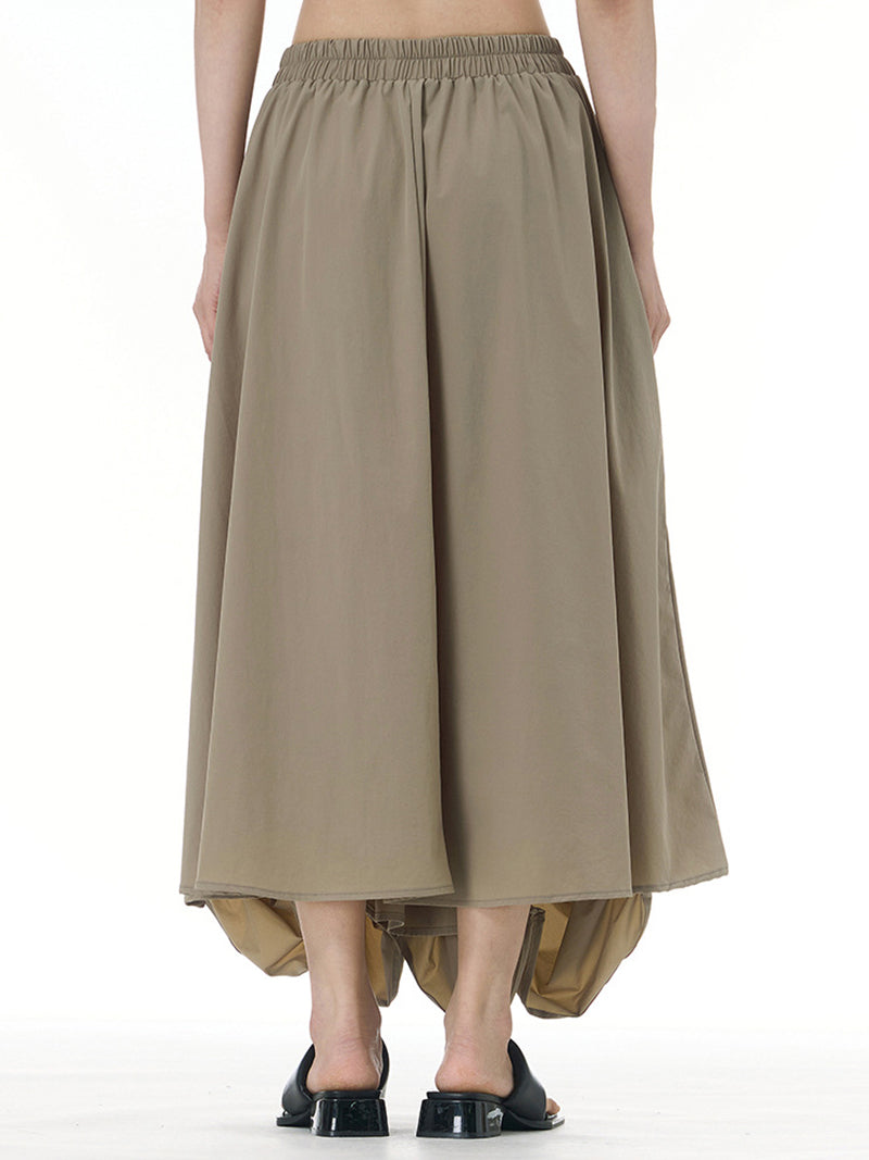 Ruched High-Waist Maxi Skirt