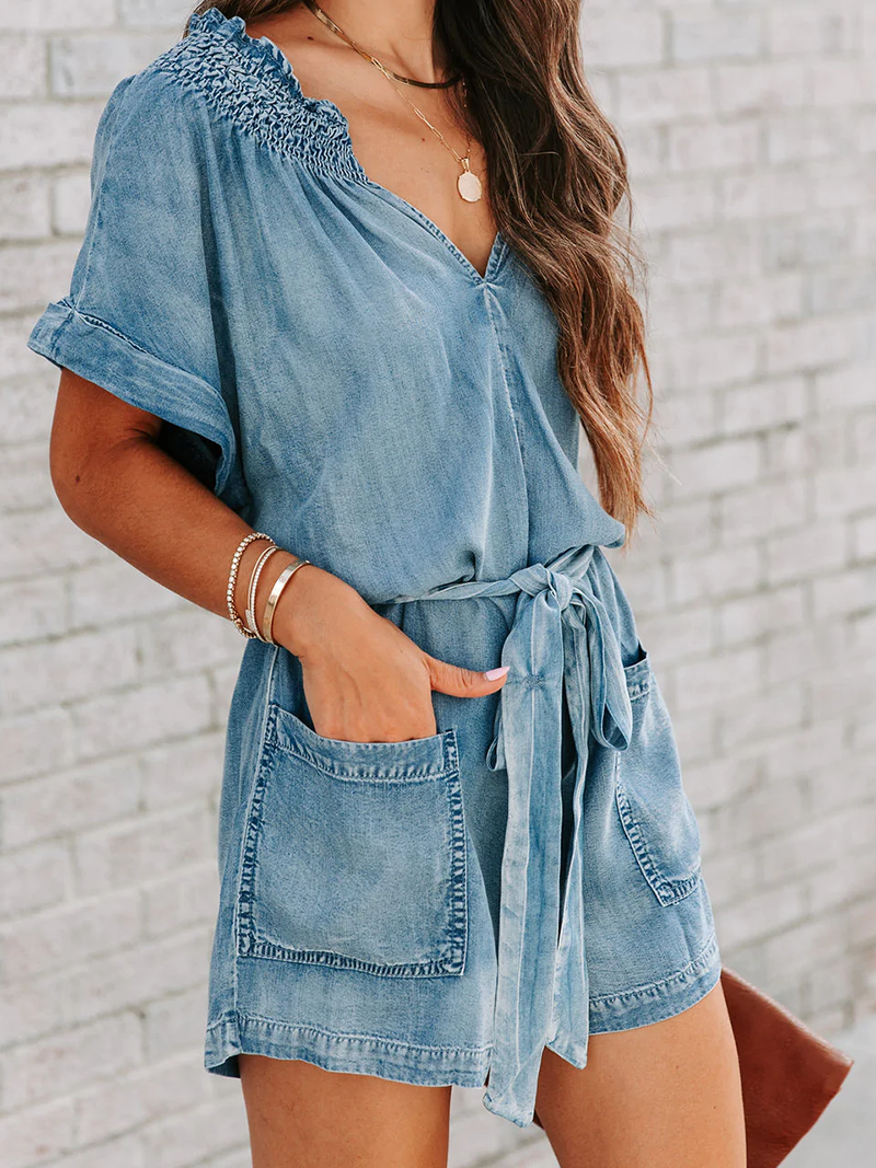 Tie-Waist V-Neck Romper