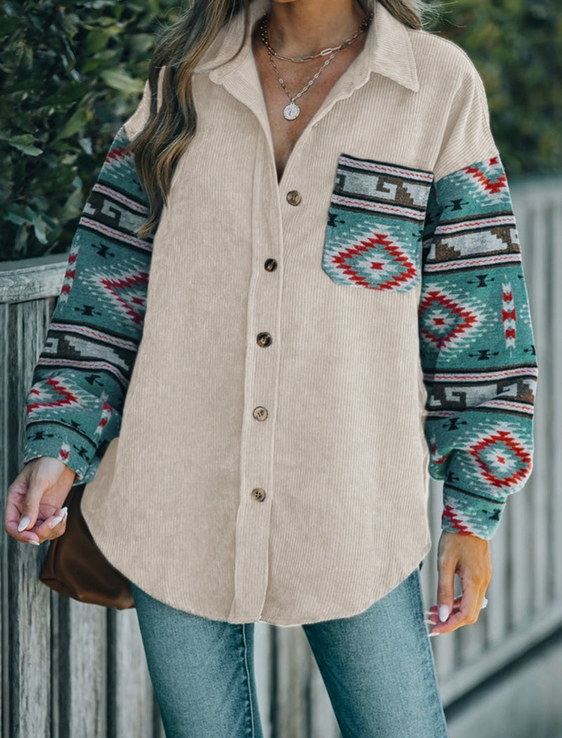 Aztec Sleeve Corduroy Shirt